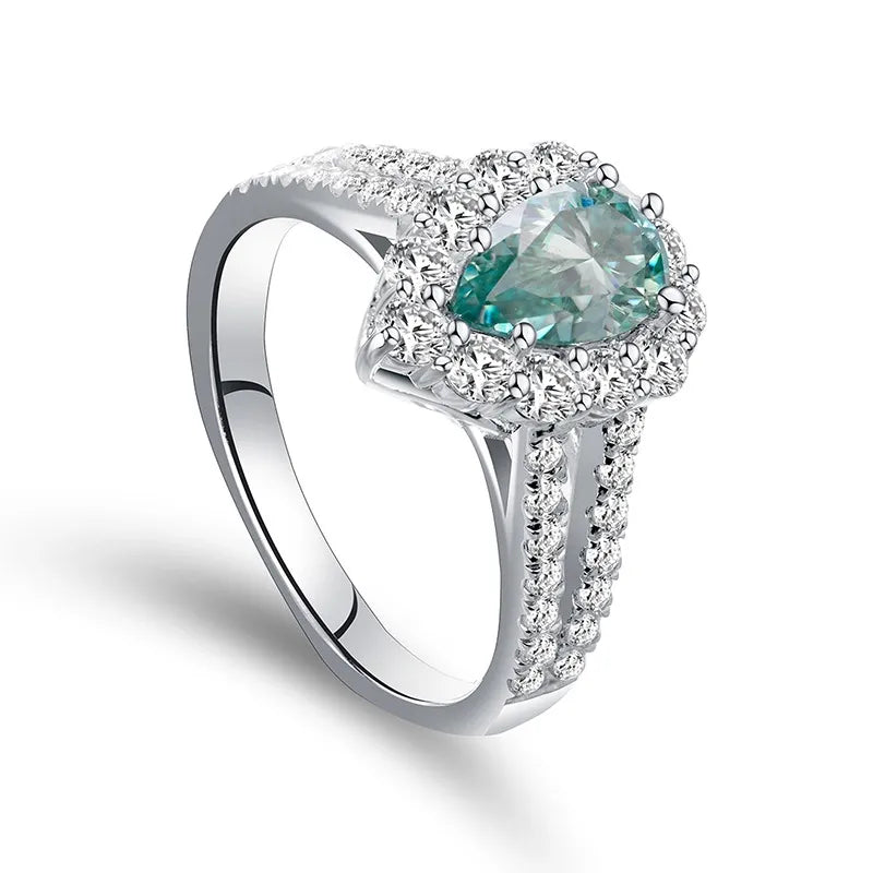 Pear Engagement Ring 5*8 925 Silver High Carbon Diamond