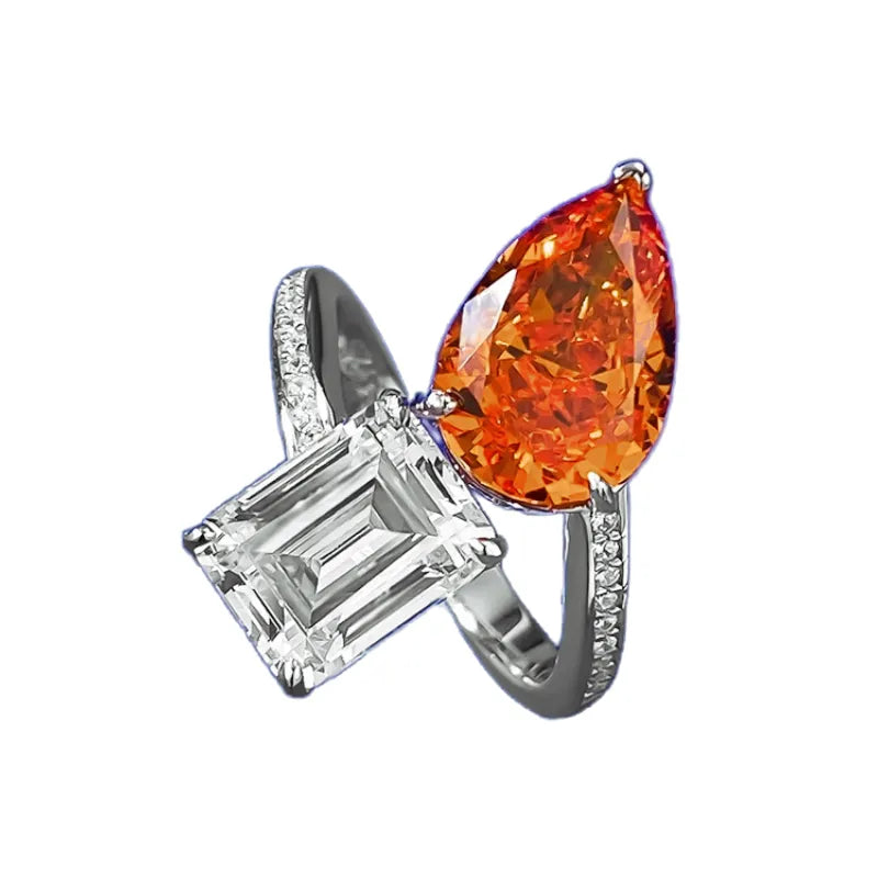 Pear Engagement Ring 8*12 925 Silver High Carbon Diamond Open Ring