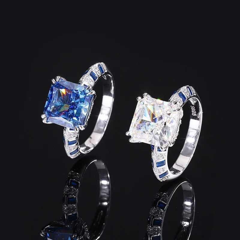 Princess Engagement Ring 10*10 925 Silver High Carbon Diamond