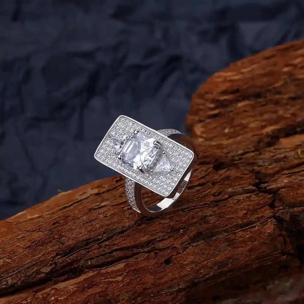 Princess Engagement Ring 8*8 925 Silver 5A Zircon