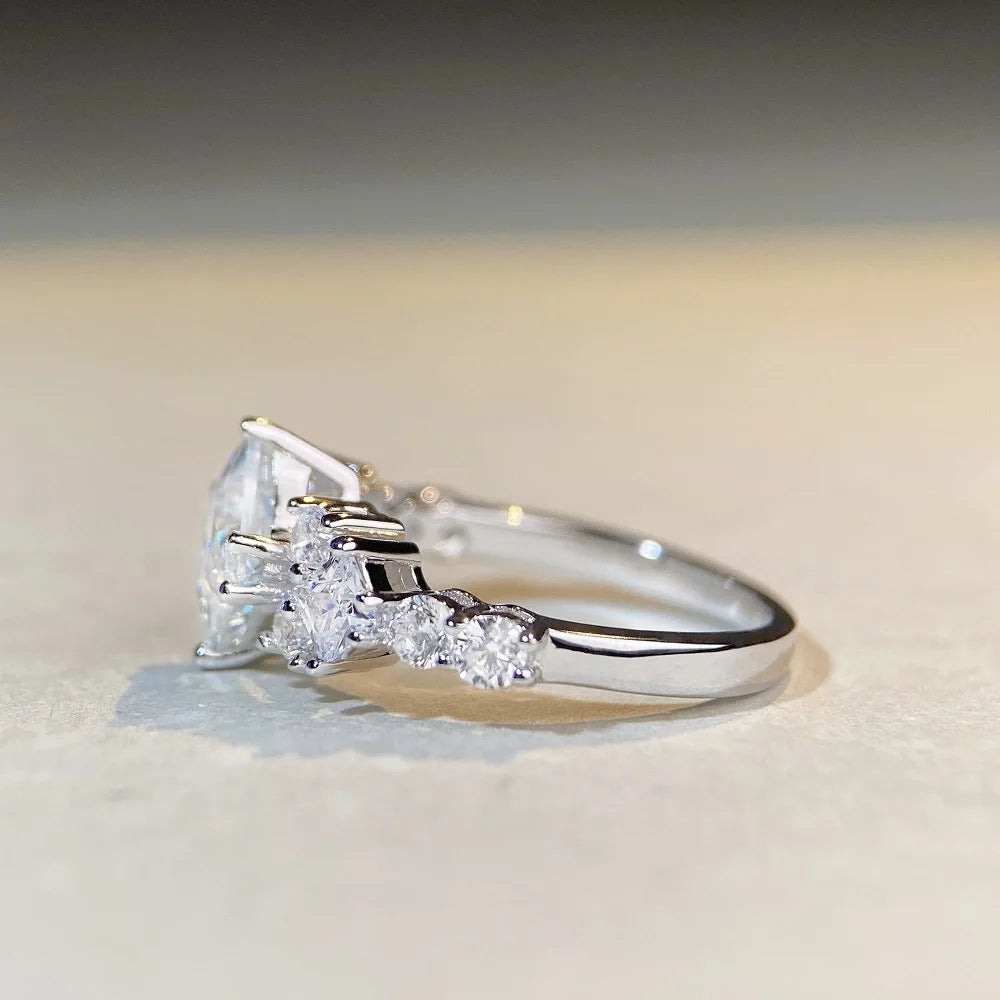 Princess Engagement Ring 1.2ct 6*6 White 925 Silver Moissanite