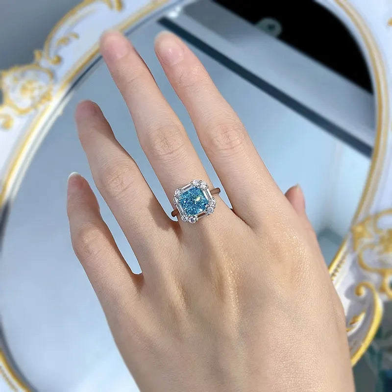 Princess Engagement Ring 8*8 925 Silver High Carbon Diamond
