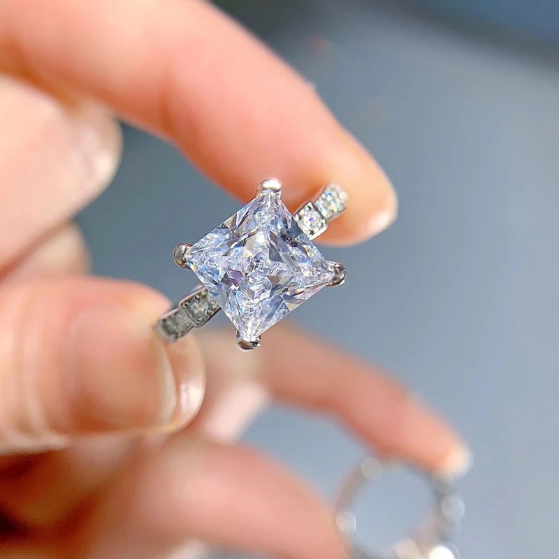 Princess Engagement Ring 2ct 8*8 925 Silver High Carbon Diamond