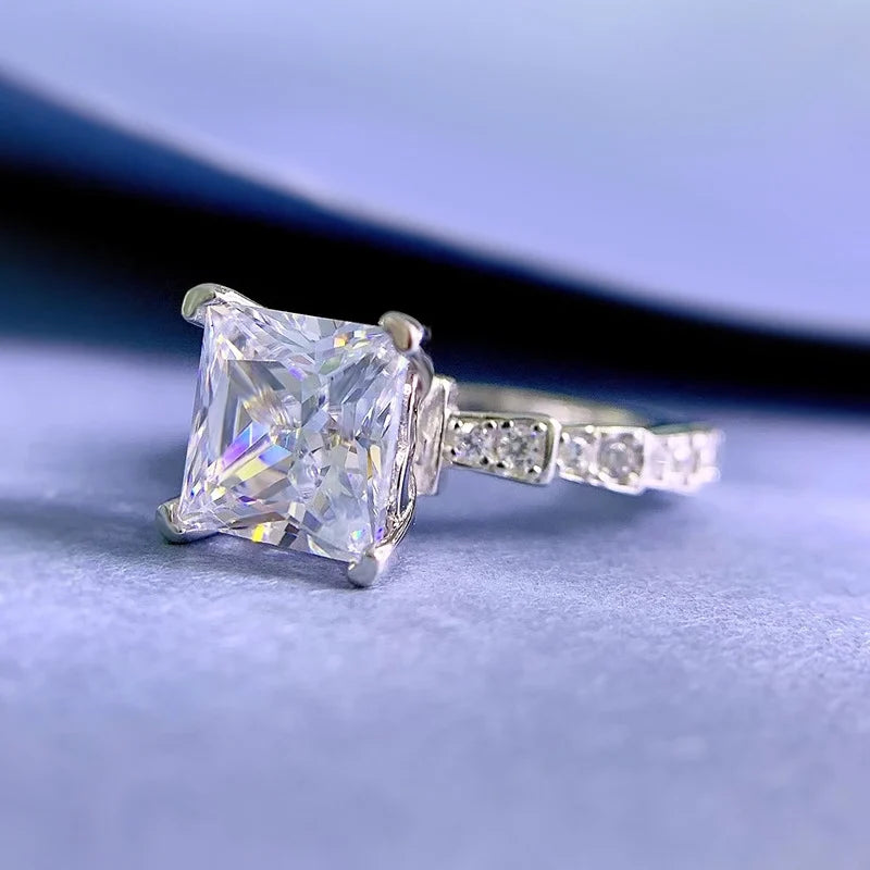 Princess Engagement Ring 2ct 8*8 925 Silver High Carbon Diamond
