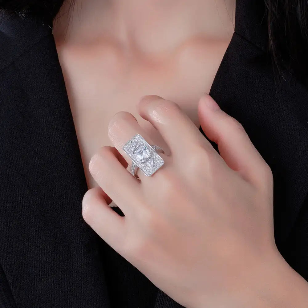 Princess Engagement Ring 8*8 925 Silver 5A Zircon