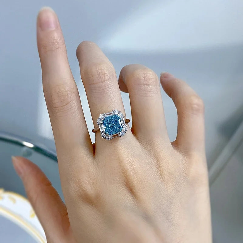 Princess Engagement Ring 8*8 925 Silver High Carbon Diamond