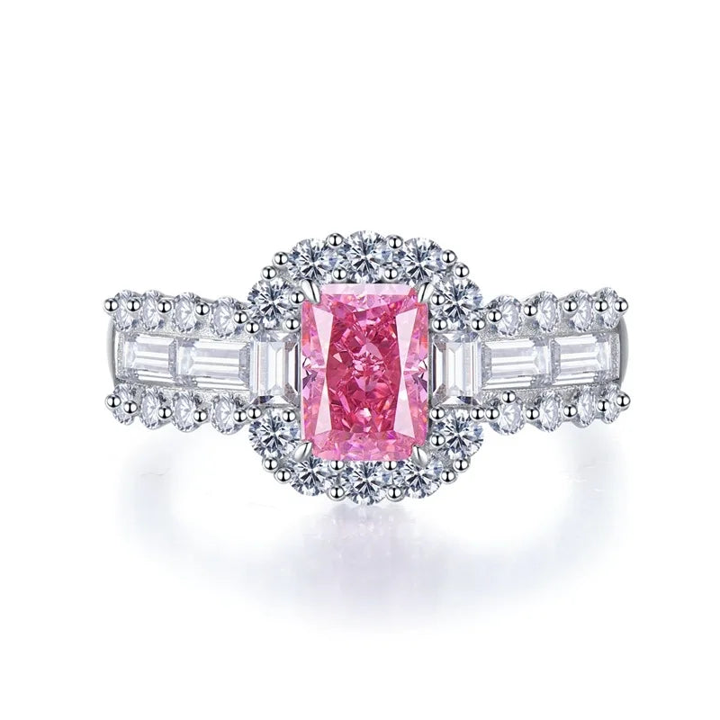 Radiant Engagement Ring 5*7 925 Silver High Carbon Diamond