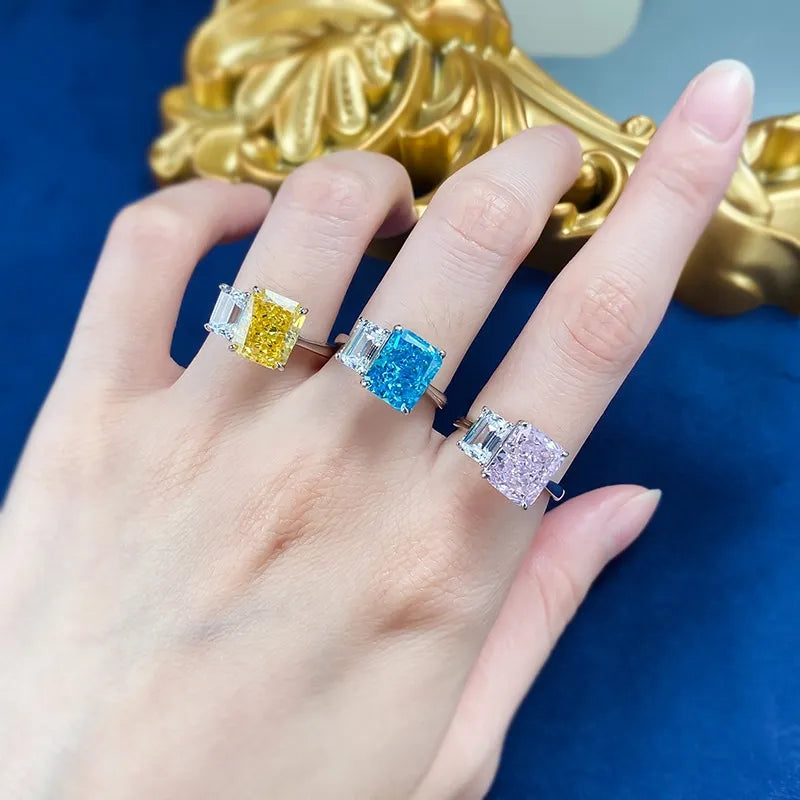 Radiant Engagement Ring 8*10 925 Silver High Carbon Diamond