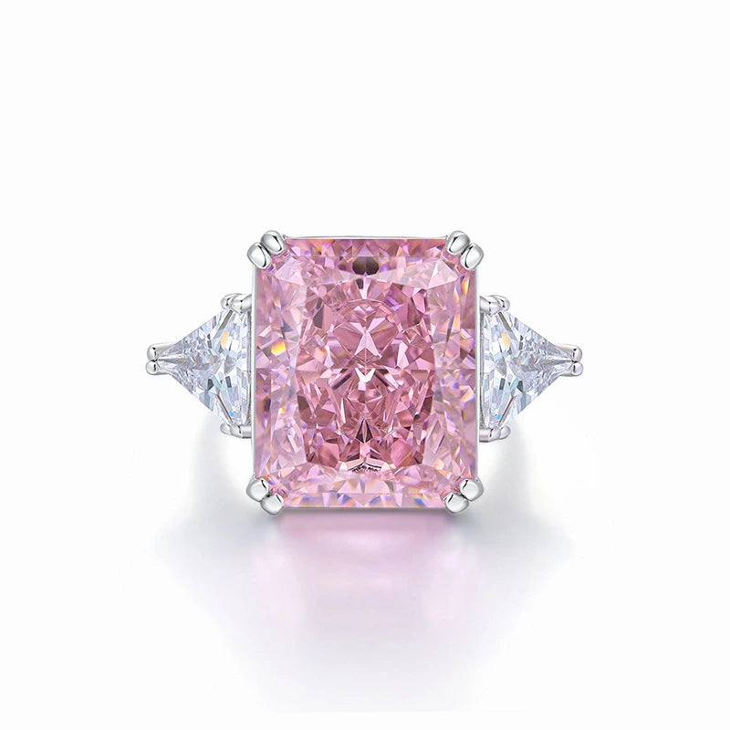 Radiant Engagement Ring 925 Silver High Carbon Diamond