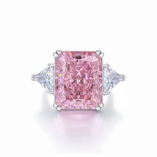 Radiant Engagement Ring 925 Silver High Carbon Diamond