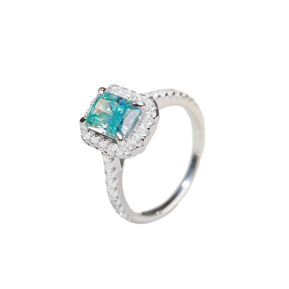 Radiant Engagement Ring 2ct 925 Silver High Carbon Diamond