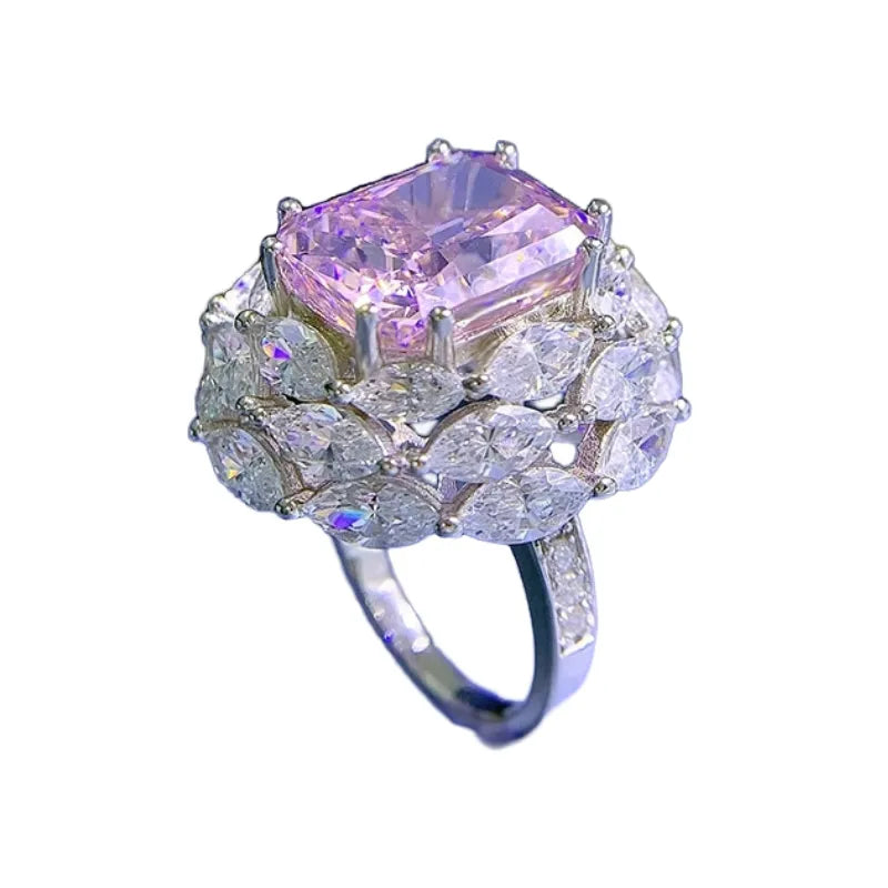 Radiant Engagement Ring 10*12 925 Silver High Carbon Diamond