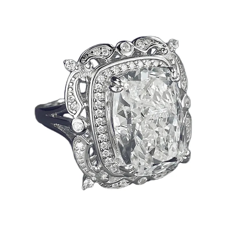 Radiant Engagement Ring 10*14 925 Silver High Carbon Diamond