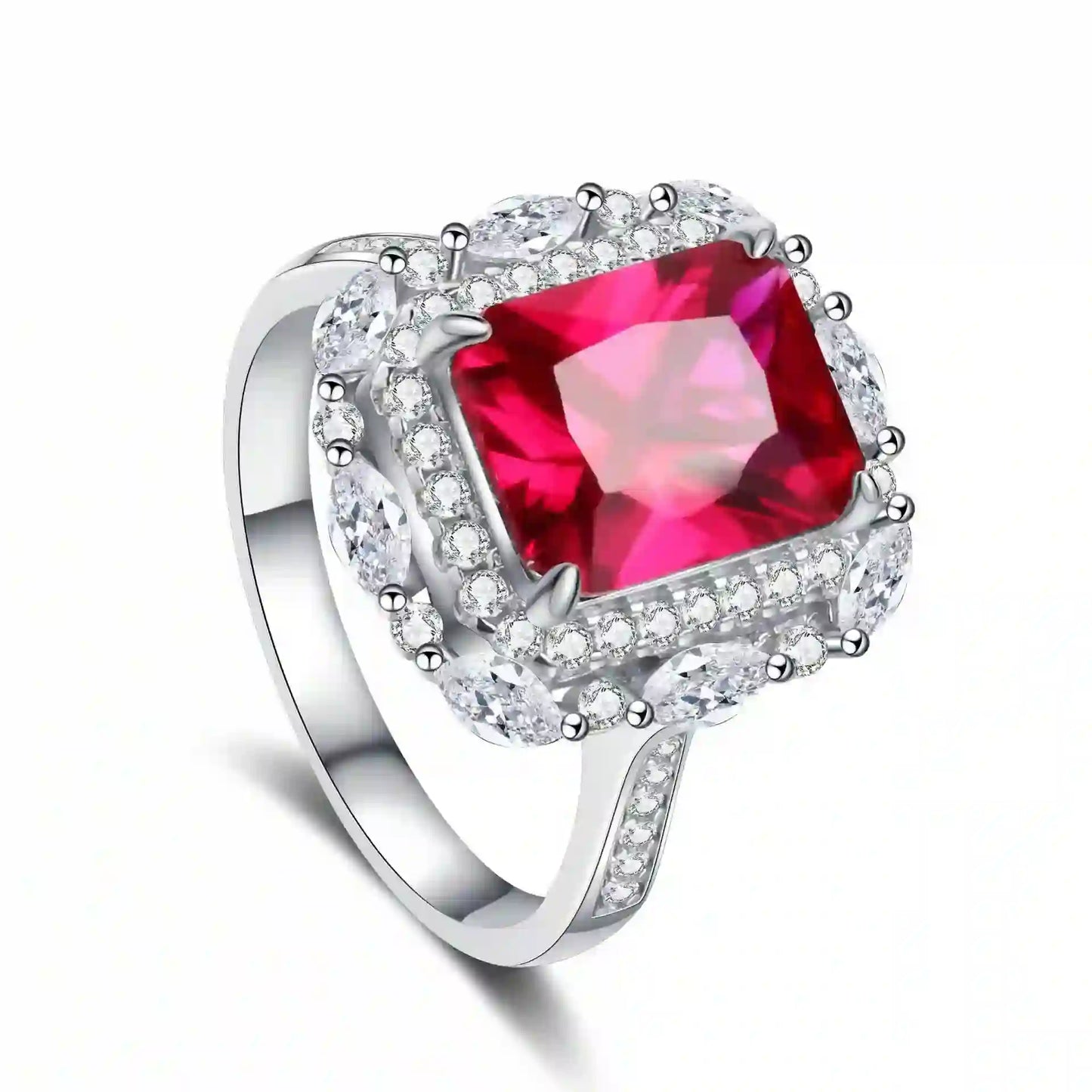 Radiant Engagement Ring 8*10 925 Silver 5A Zircon