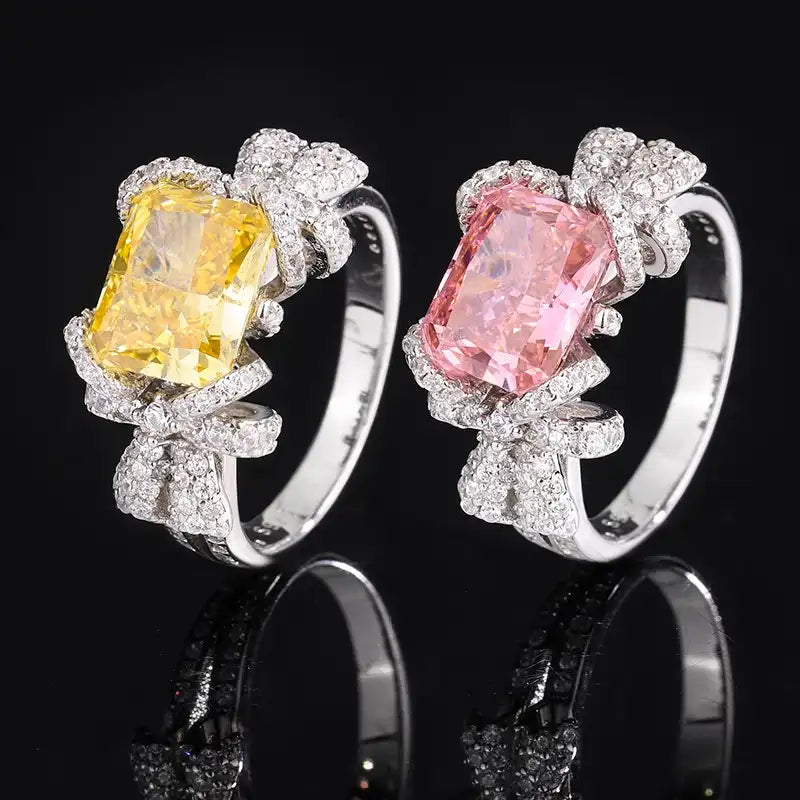 Radiant Engagement Ring 8*10 925 Silver High Carbon Diamond