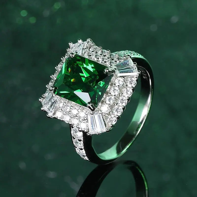 Radiant Engagement Ring 5ct 8*10 925 Silver High Carbon Diamond
