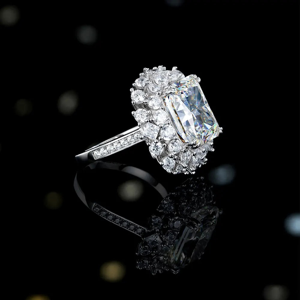 Radiant Engagement Ring 12ct 10*12 925 Silver High Carbon Diamond
