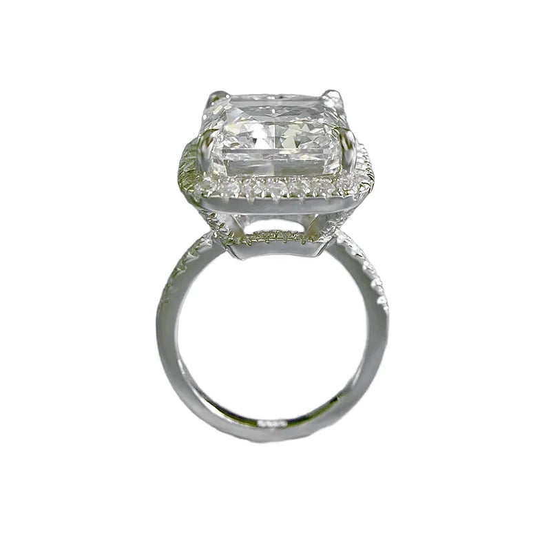 Radiant Engagement Ring 12*14 925 Silver High Carbon Diamond
