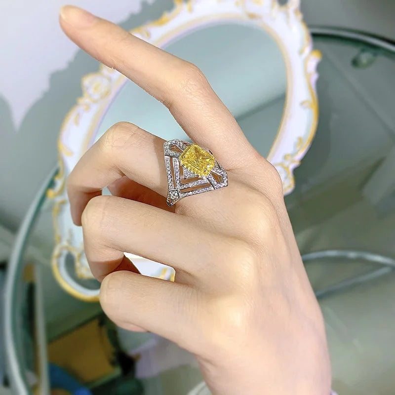Radiant Engagement Ring 6*8 925 Silver High Carbon Diamond