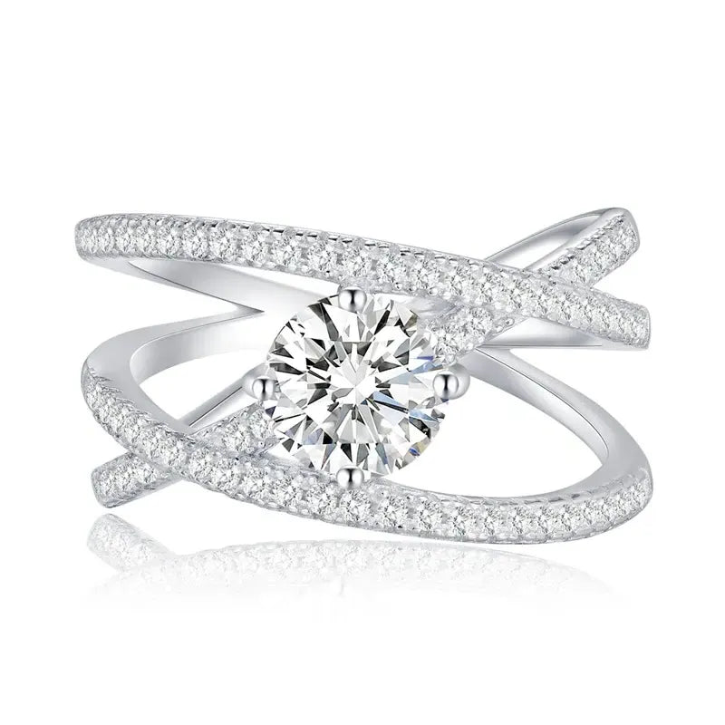Round Engagement Ring 1ct 6.5mm 925 Silver High Carbon Diamond