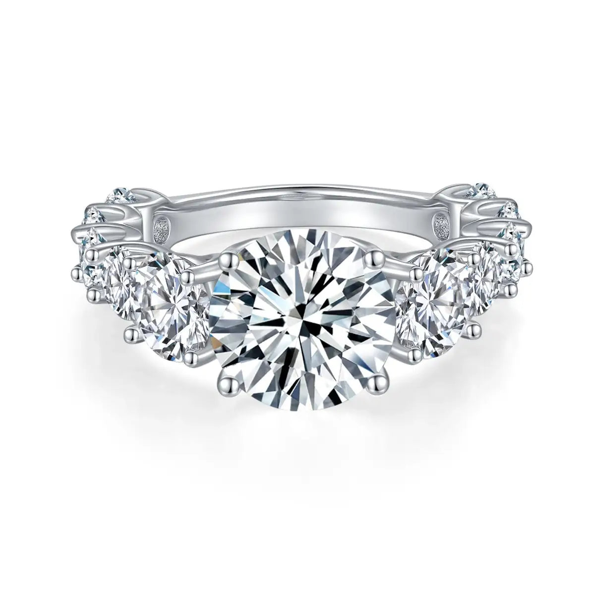 Round Engagement Ring 8ct 10mm 925 Silver Moissanite