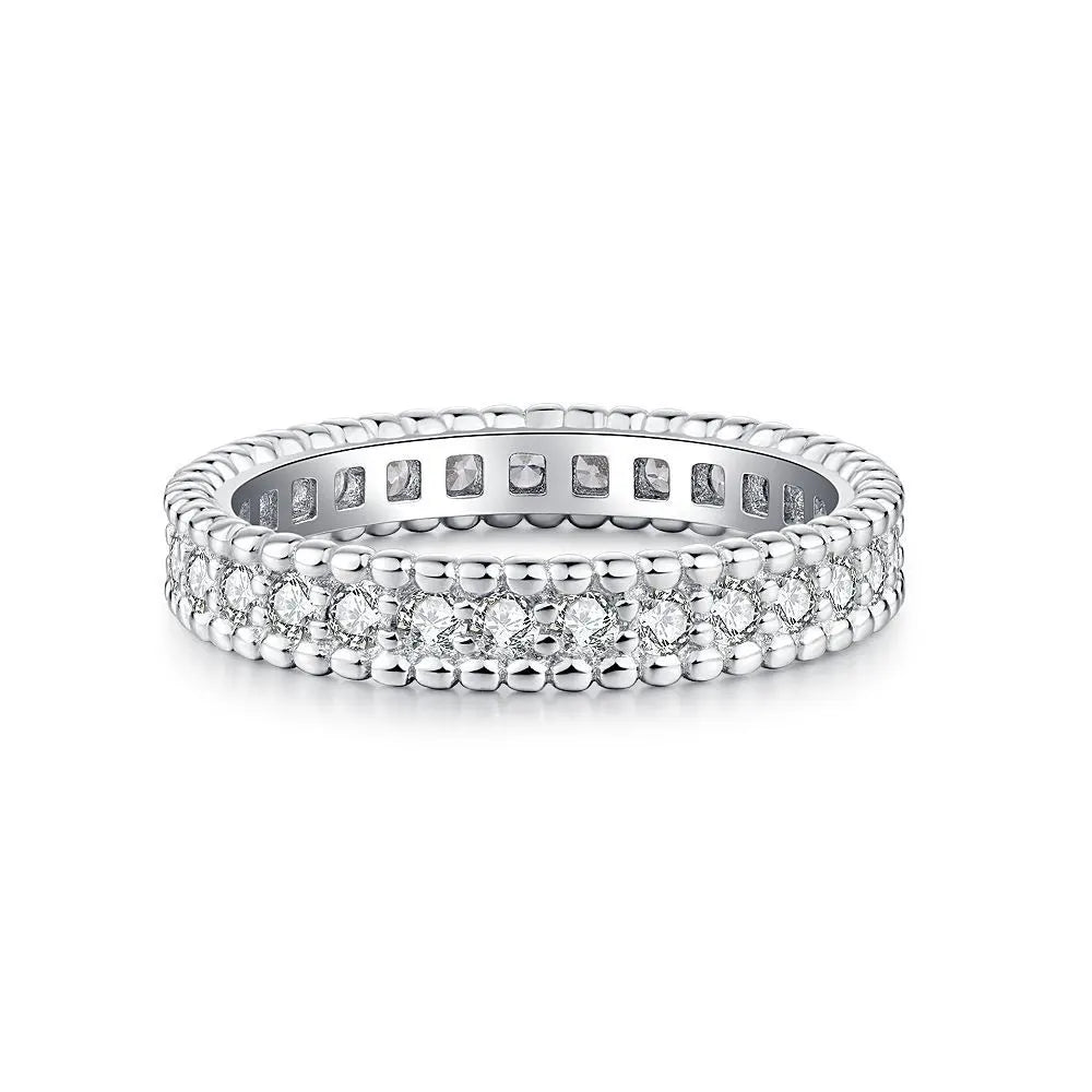 Round Engagement Ring Drilling Design 925 Silver Zircon
