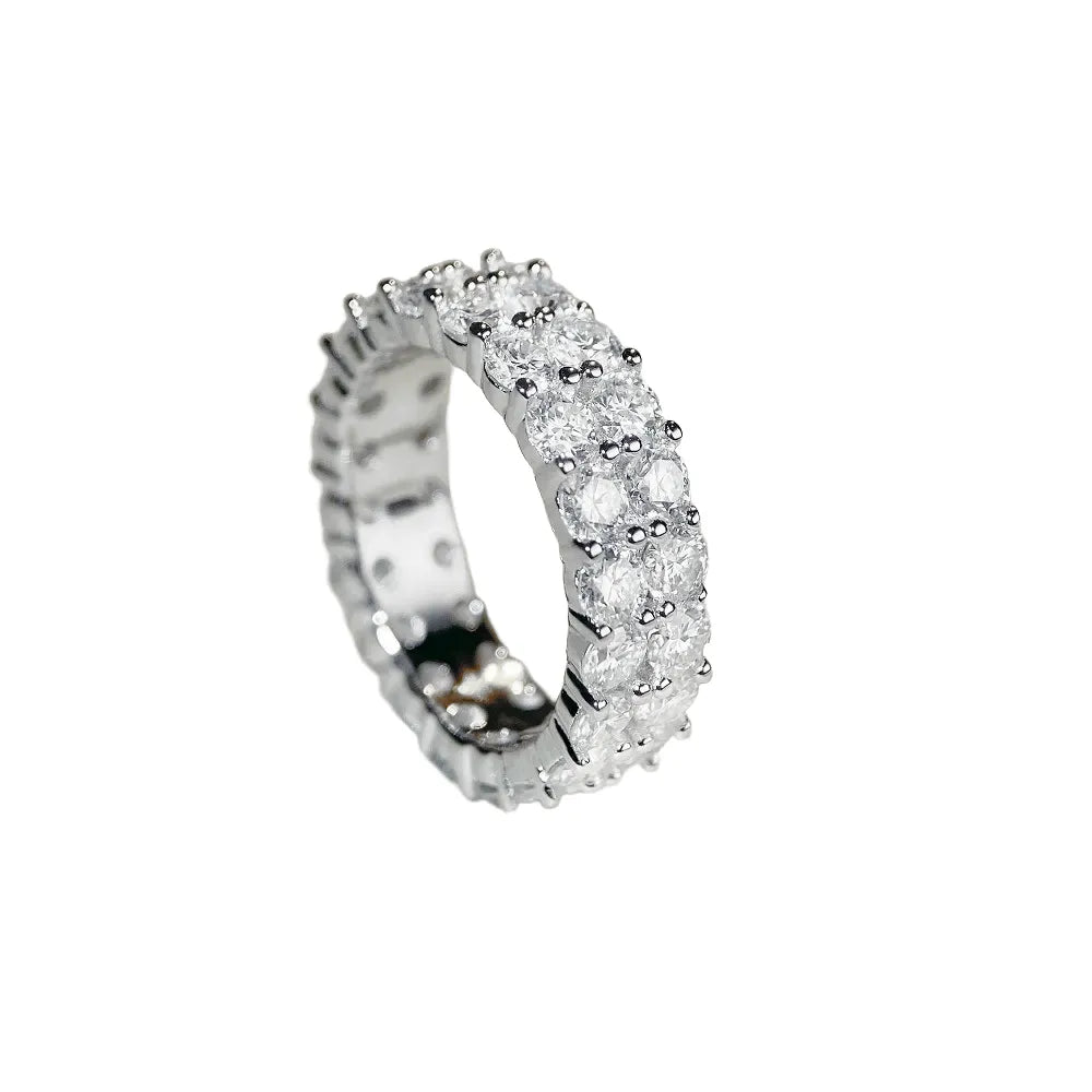 Round Engagement Ring 925 Silver Moissanite