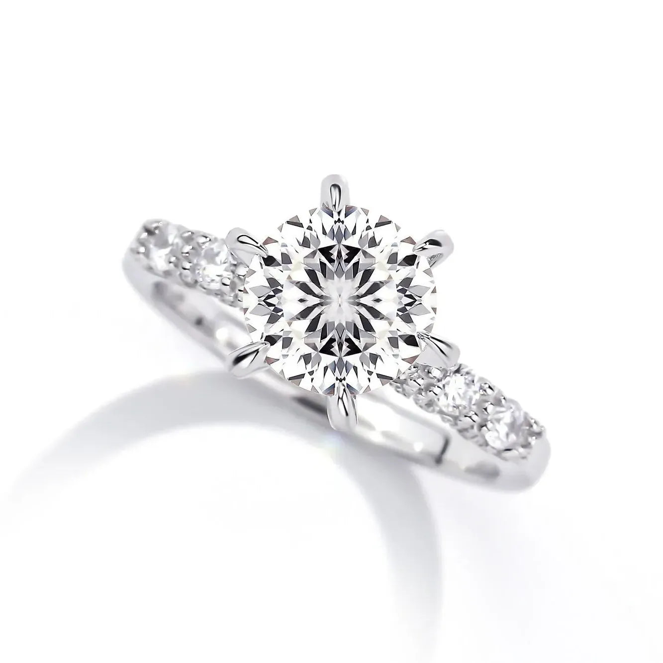 Round Engagement Ring 3ct 925 Silver Moissanite