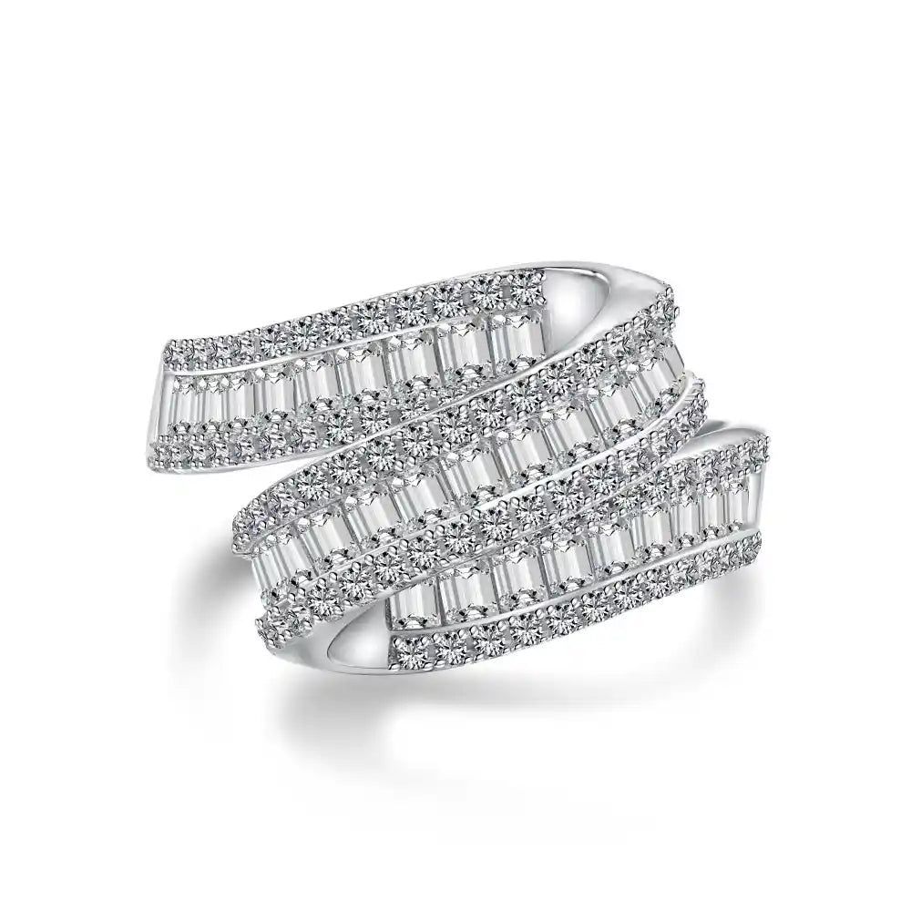 S Line Engagement Ring 925 Silver Zircon