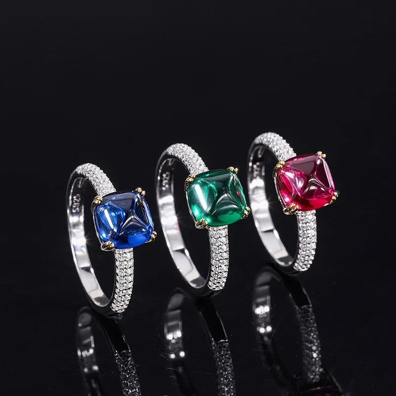 Sugar Tower Engagement Ring 8*8 925 Silver High Carbon Diamond