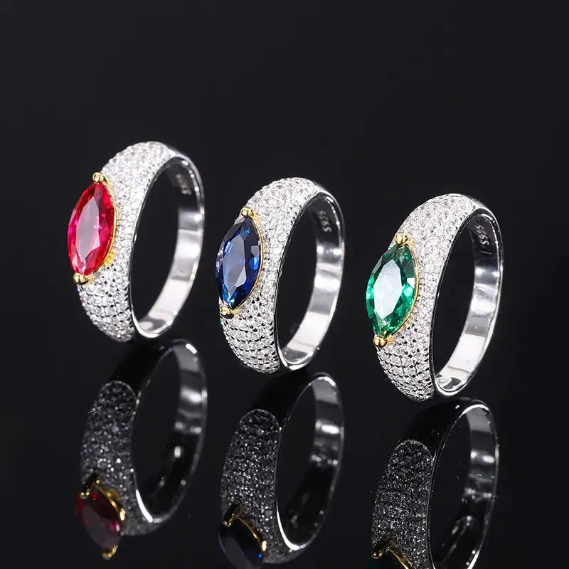Marquise Engagement Ring 5*10 925 Silver High Carbon Diamond