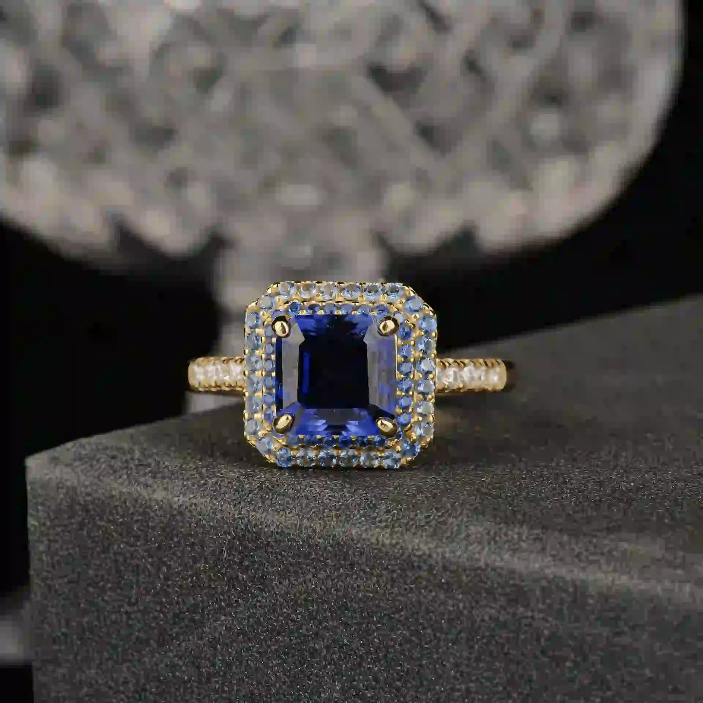 Asscher Engagement Ring 8*8 925 Silver Cultivated Gems