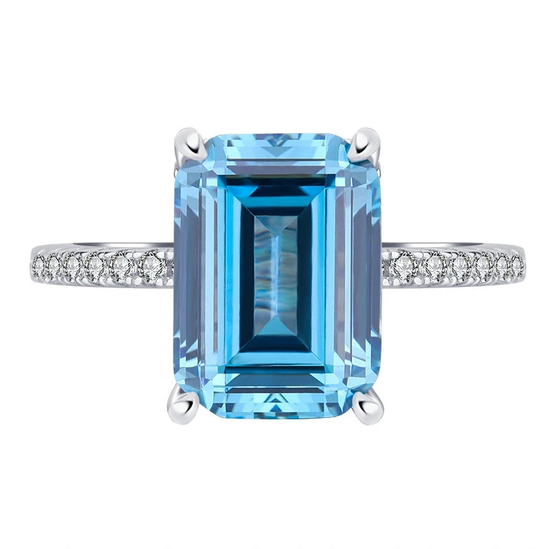 Asscher Engagement Ring 8*11 925 Silver High Carbon Diamond