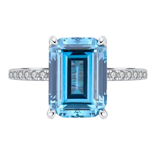 Asscher Engagement Ring 8*11 925 Silver High Carbon Diamond