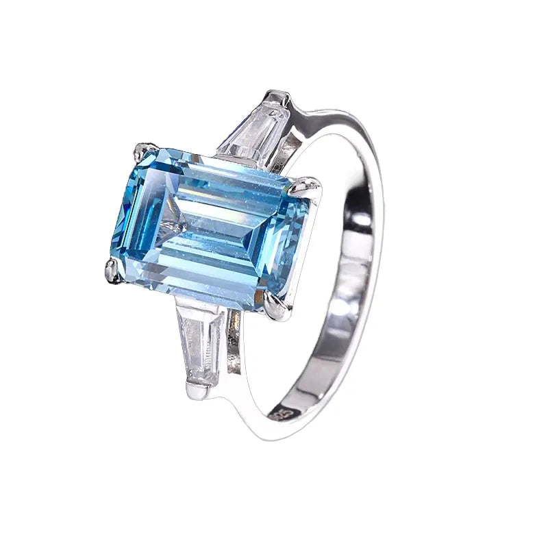 Asscher Engagement Ring 8*11 925 Silver High Carbon Diamond