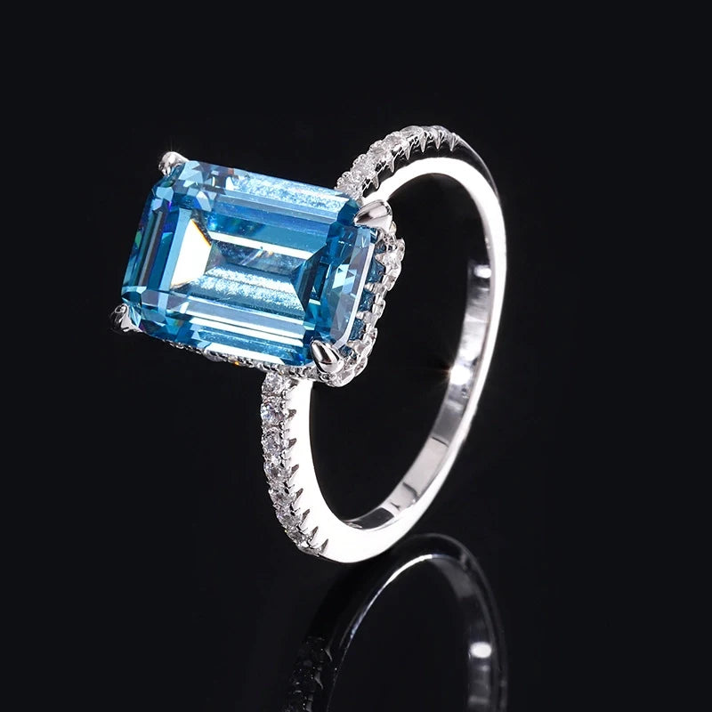 Asscher Engagement Ring 8*11 925 Silver High Carbon Diamond
