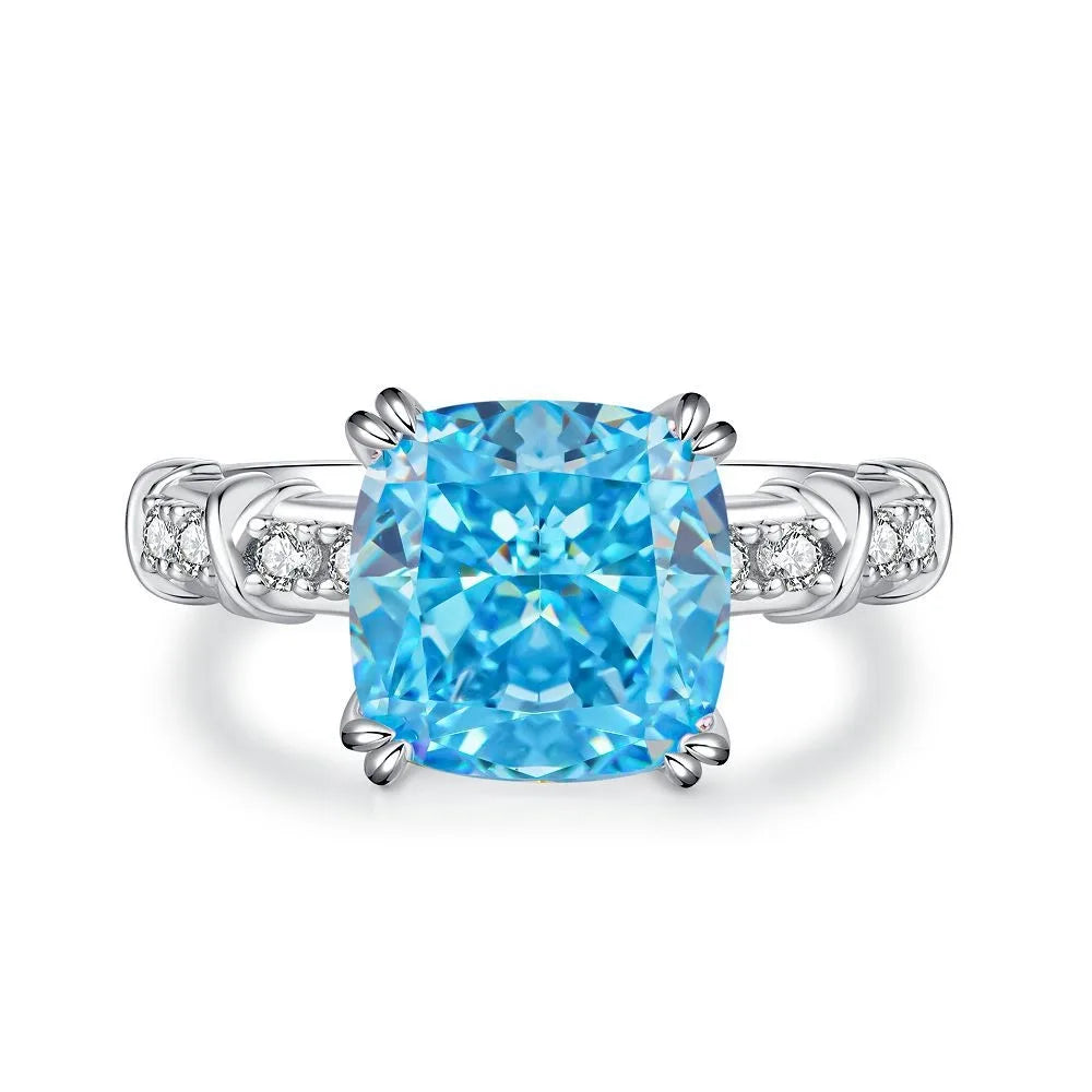 Cushion Engagement Ring 5ct 10*10 925 Silver High Carbon Diamond