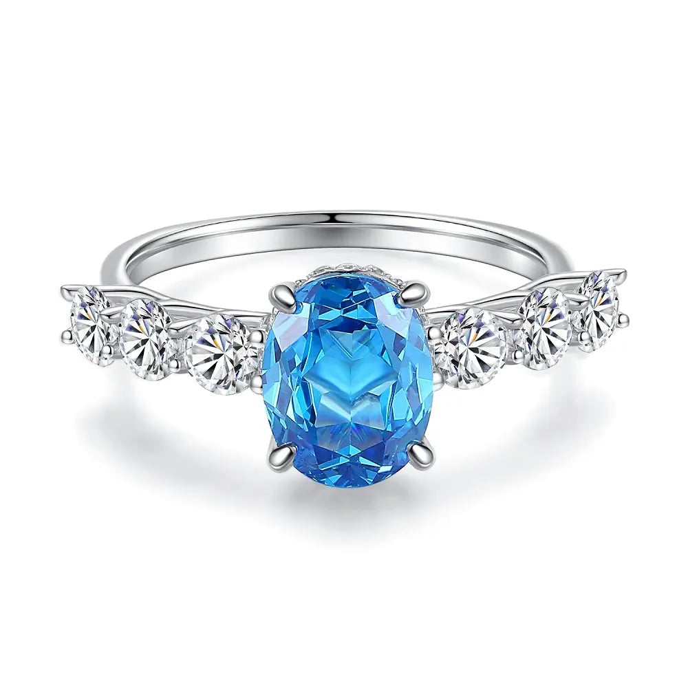 Oval Engagement Ring 3ct 7.4*9 925 Silver High Carbon Diamond