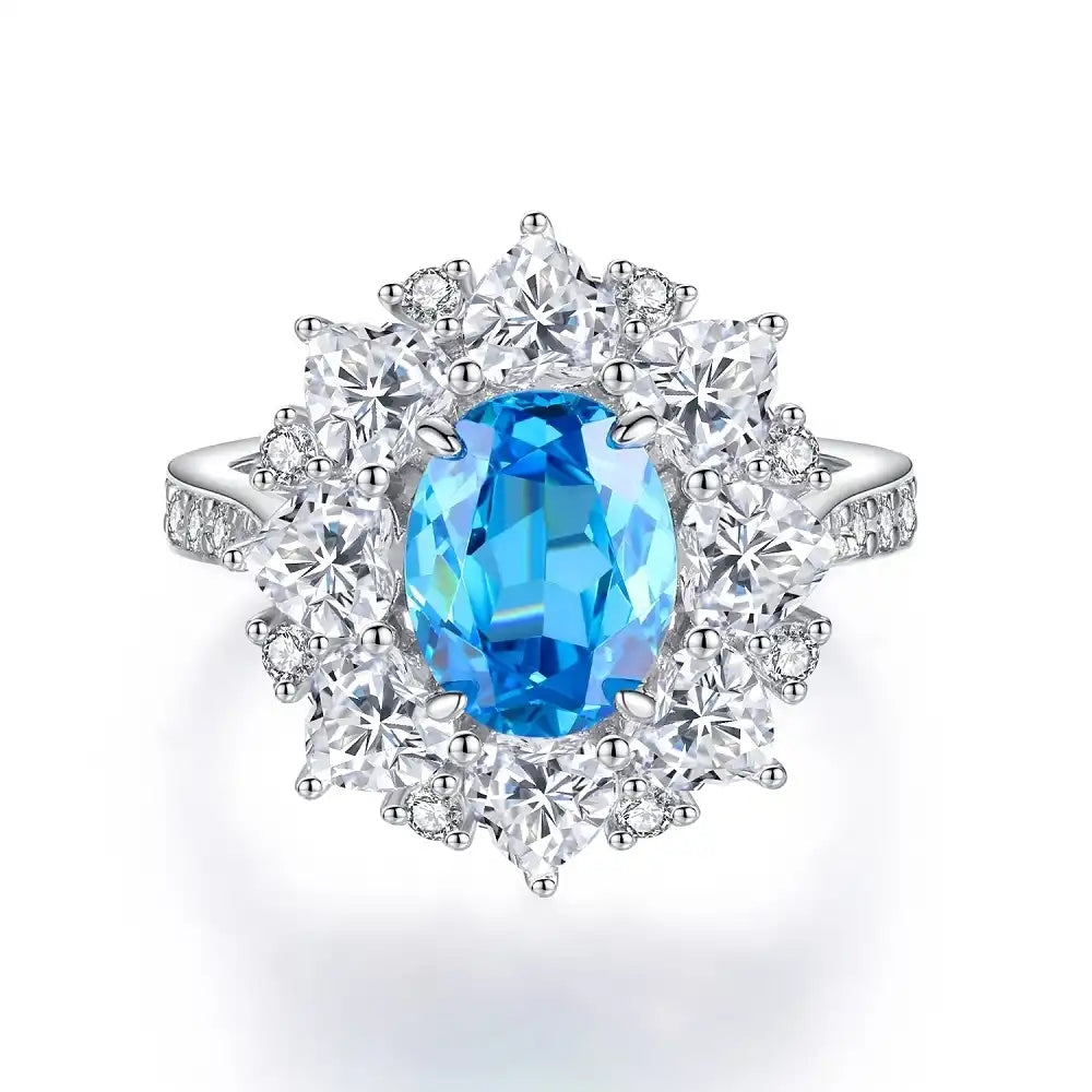 Oval Engagement Ring 3ct 7*9 925 Silver High Carbon Diamond