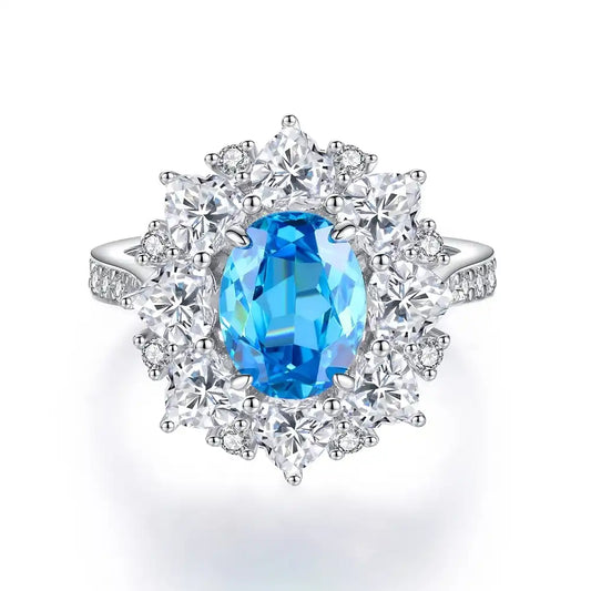 Oval Engagement Ring 3ct 7*9 925 Silver High Carbon Diamond