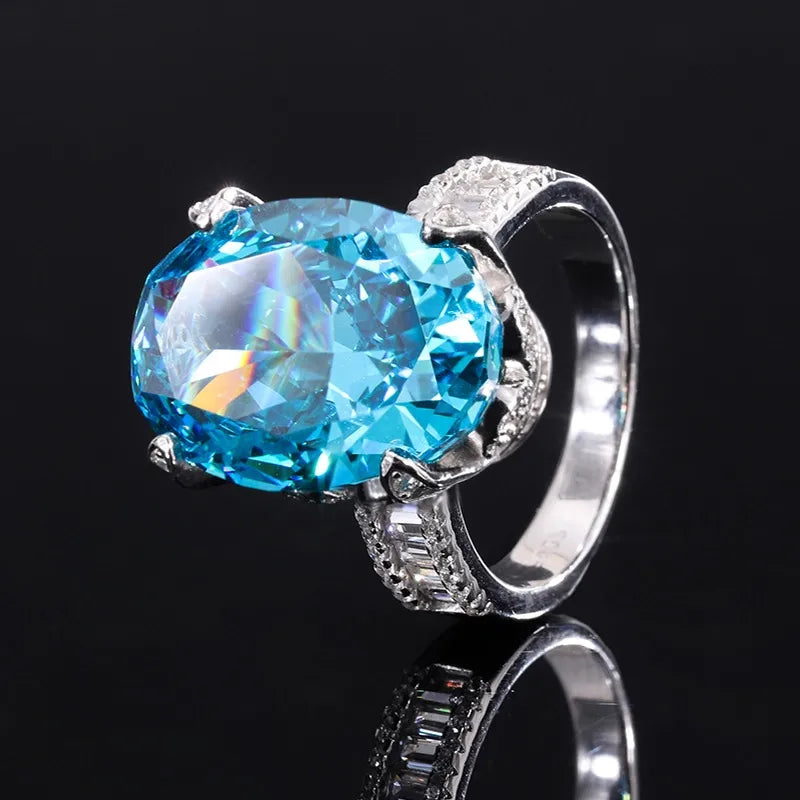 Oval Engagement Ring 13*18 925 Silver High Carbon Diamond