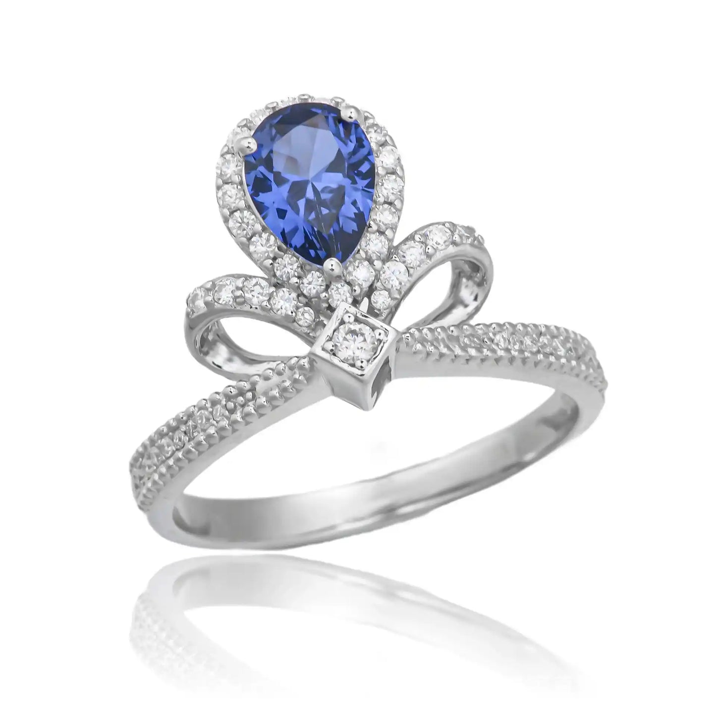 Pear Engagement Ring Crown 925 Silver High Carbon Diamond