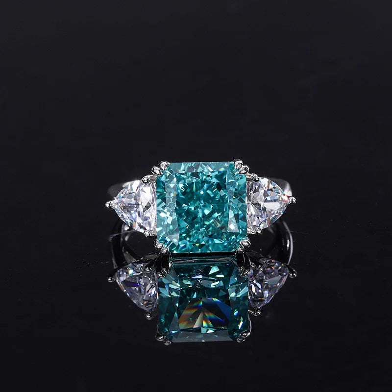 Princess Engagement Ring 5ct 10*10 925 Silver High Carbon Diamond