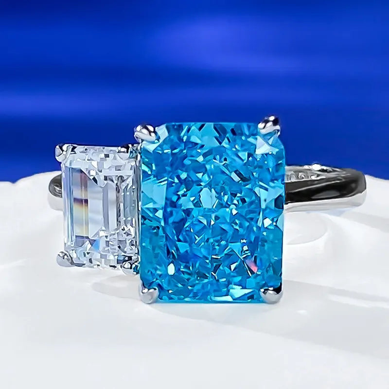 Radiant Engagement Ring 8*10 925 Silver High Carbon Diamond