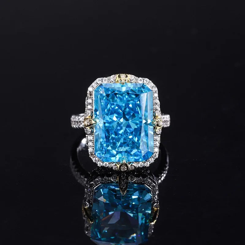 Radiant Engagement Ring 12*16 925 Silver High Carbon Diamond