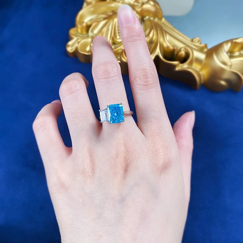 Radiant Engagement Ring 8*10 925 Silver High Carbon Diamond