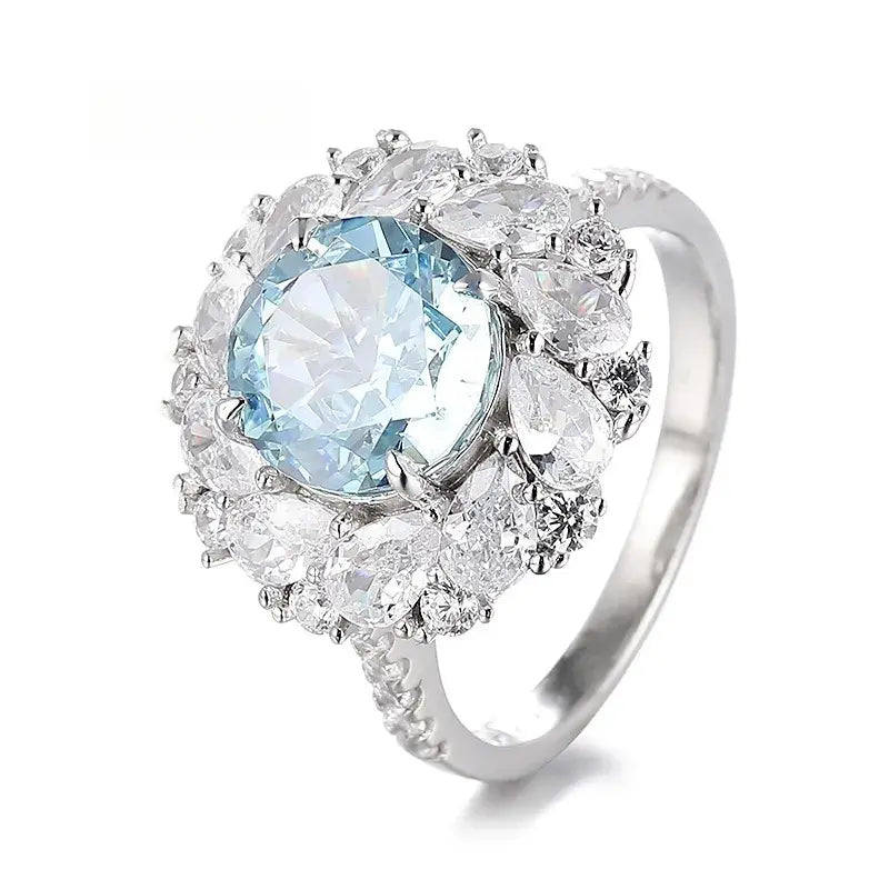 Round Engagement Ring 3ct 9mm 925 Silver High Carbon Diamond
