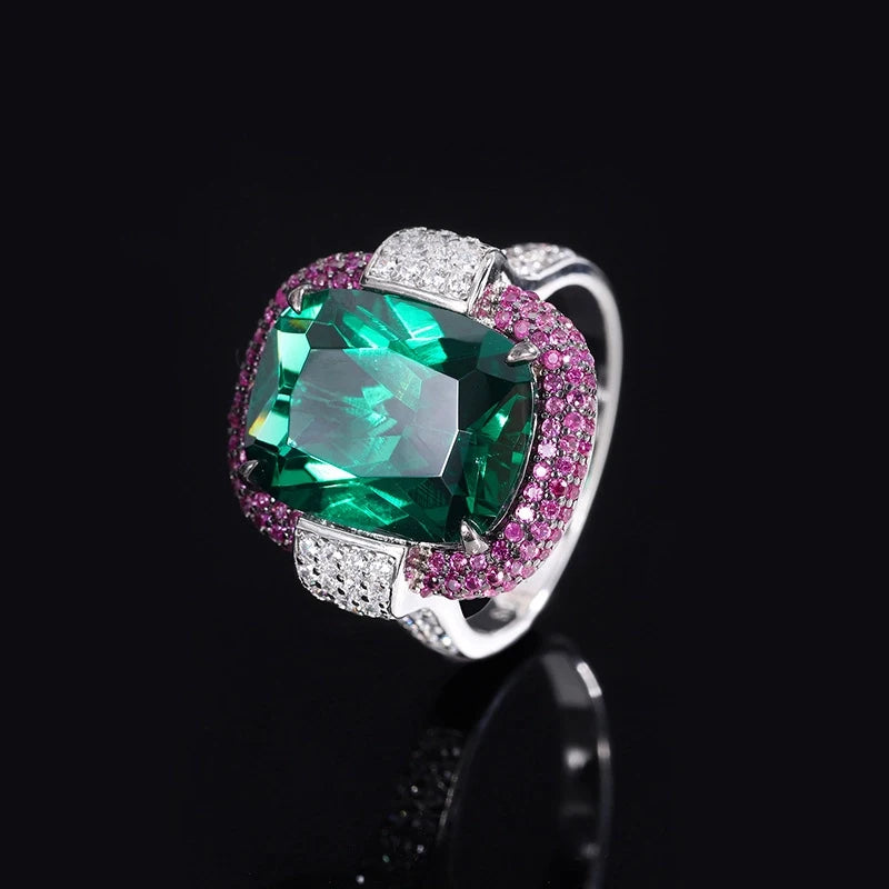 Cushion Engagement Ring 12*16 925 Silver High Carbon Diamond