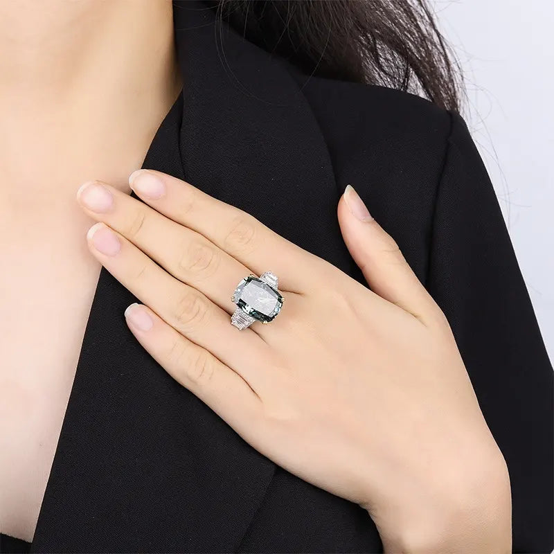 Cushion Engagement Ring 13*18 925 Silver High Carbon Diamond