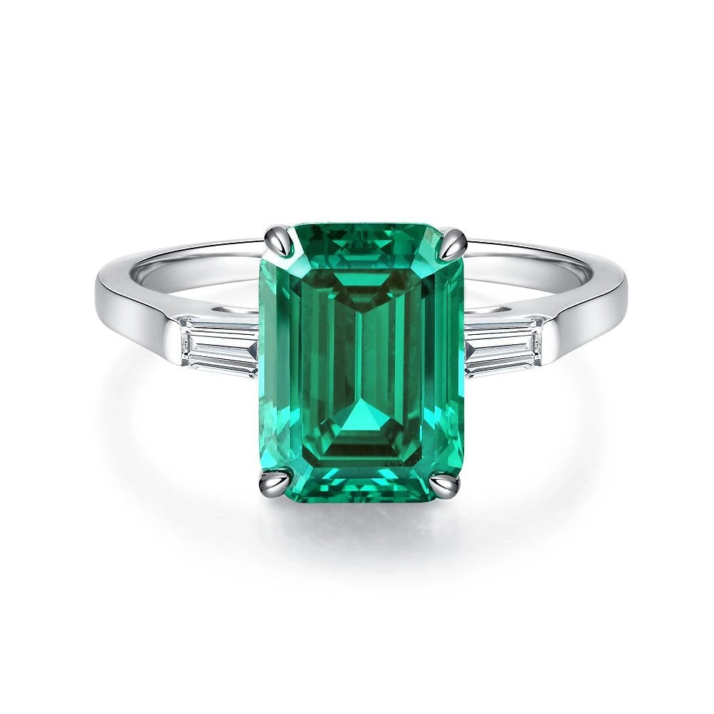 Emerald Engagement Ring 5ct 8*11 925 Silver High Carbon Diamond